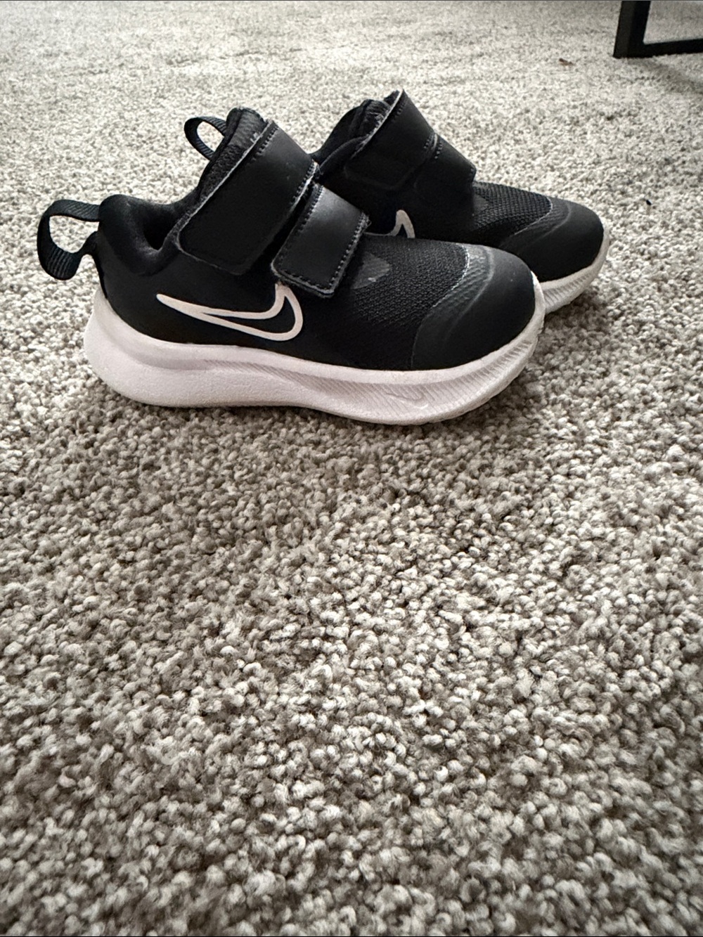 Nike Kids Black and White Velcro Athletic Sneakers